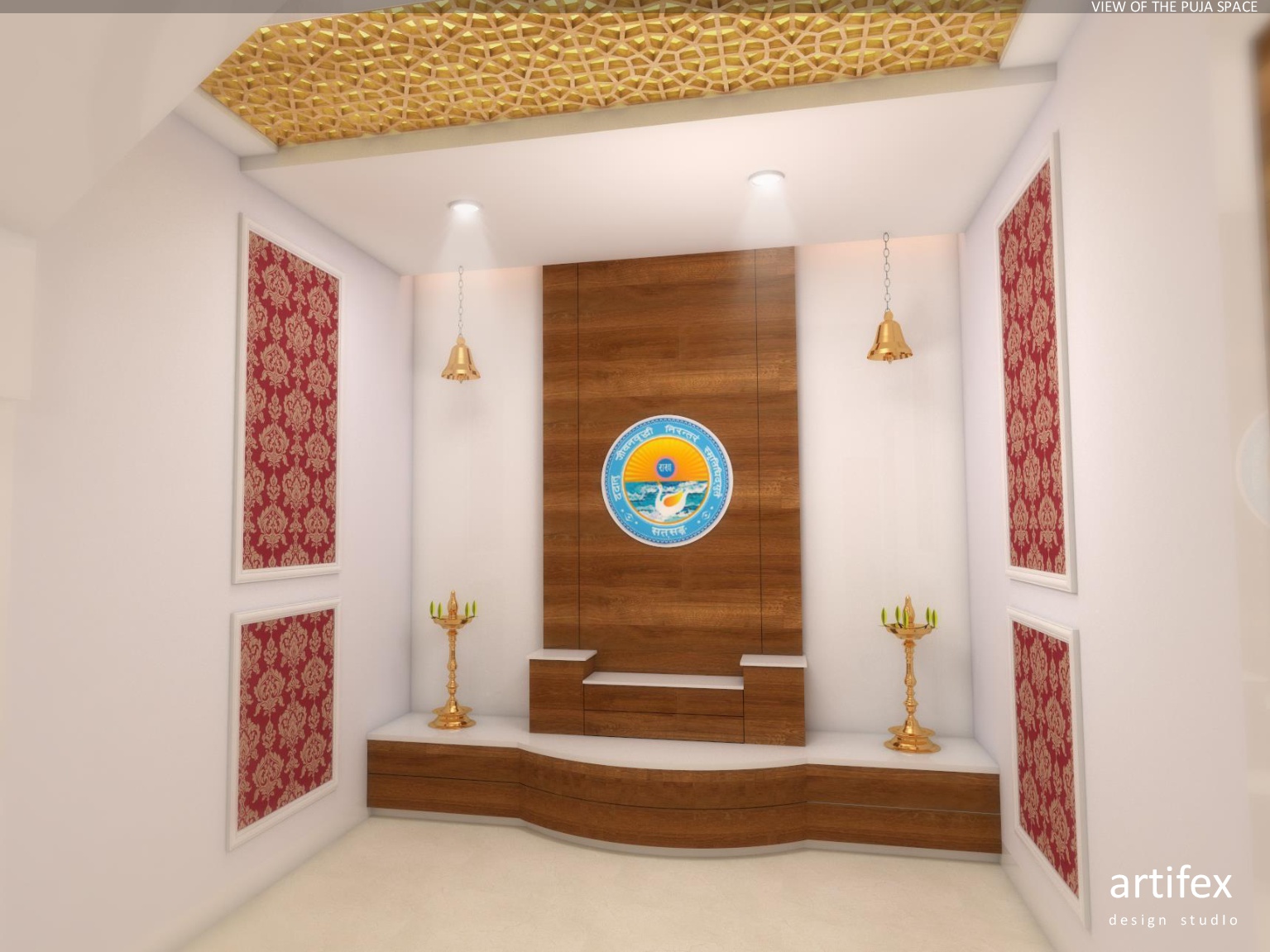 Modern Puja Room with 2 Tier Mandap